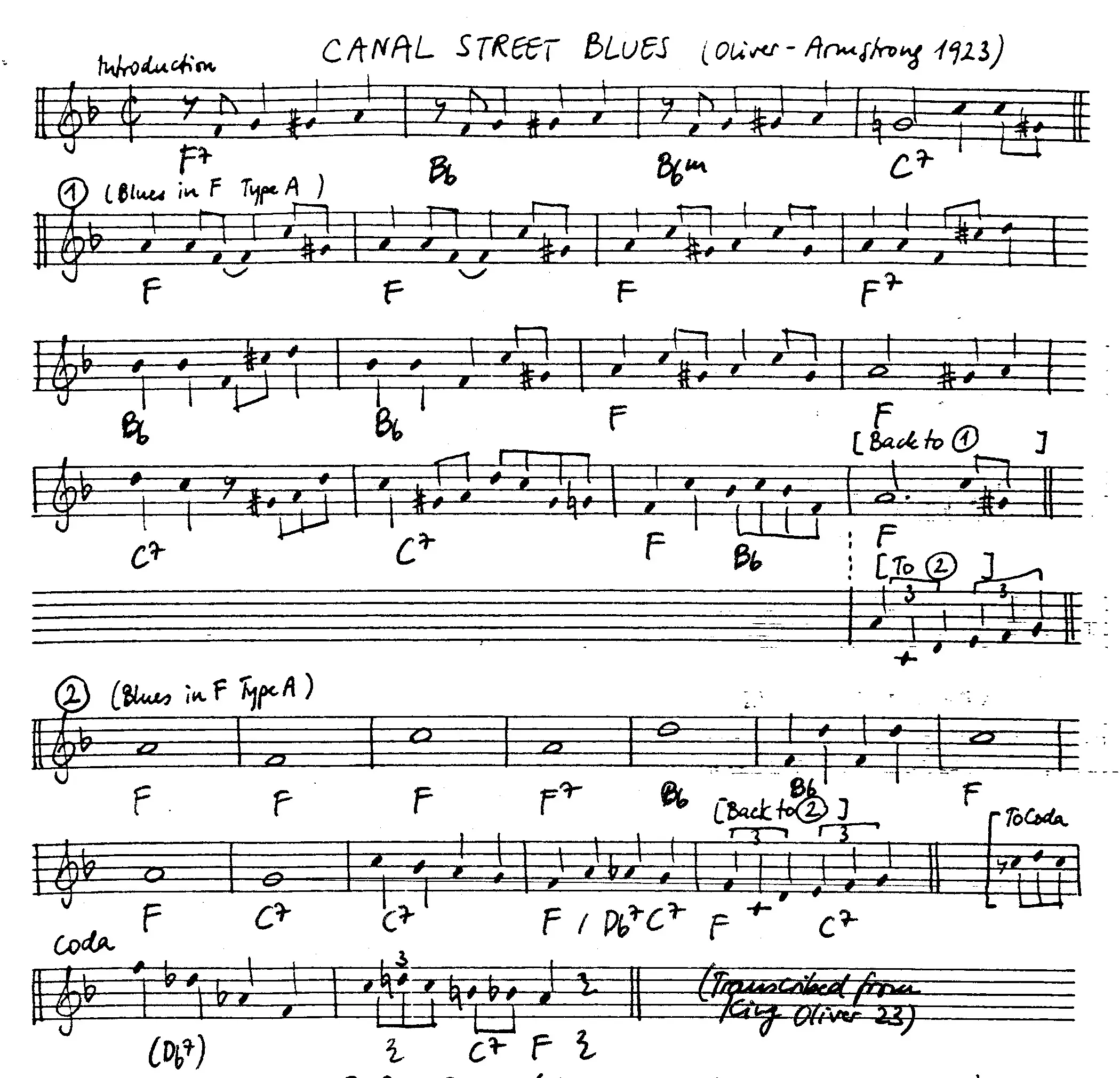 canal street blues free jazz leadsheet - Courtesy of the Jungle Jazz Band